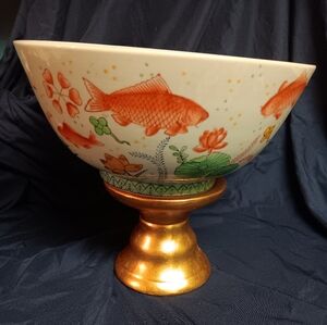 VTG Andrea By Sadek Chinese Porcelain Fish Themed Punch 
